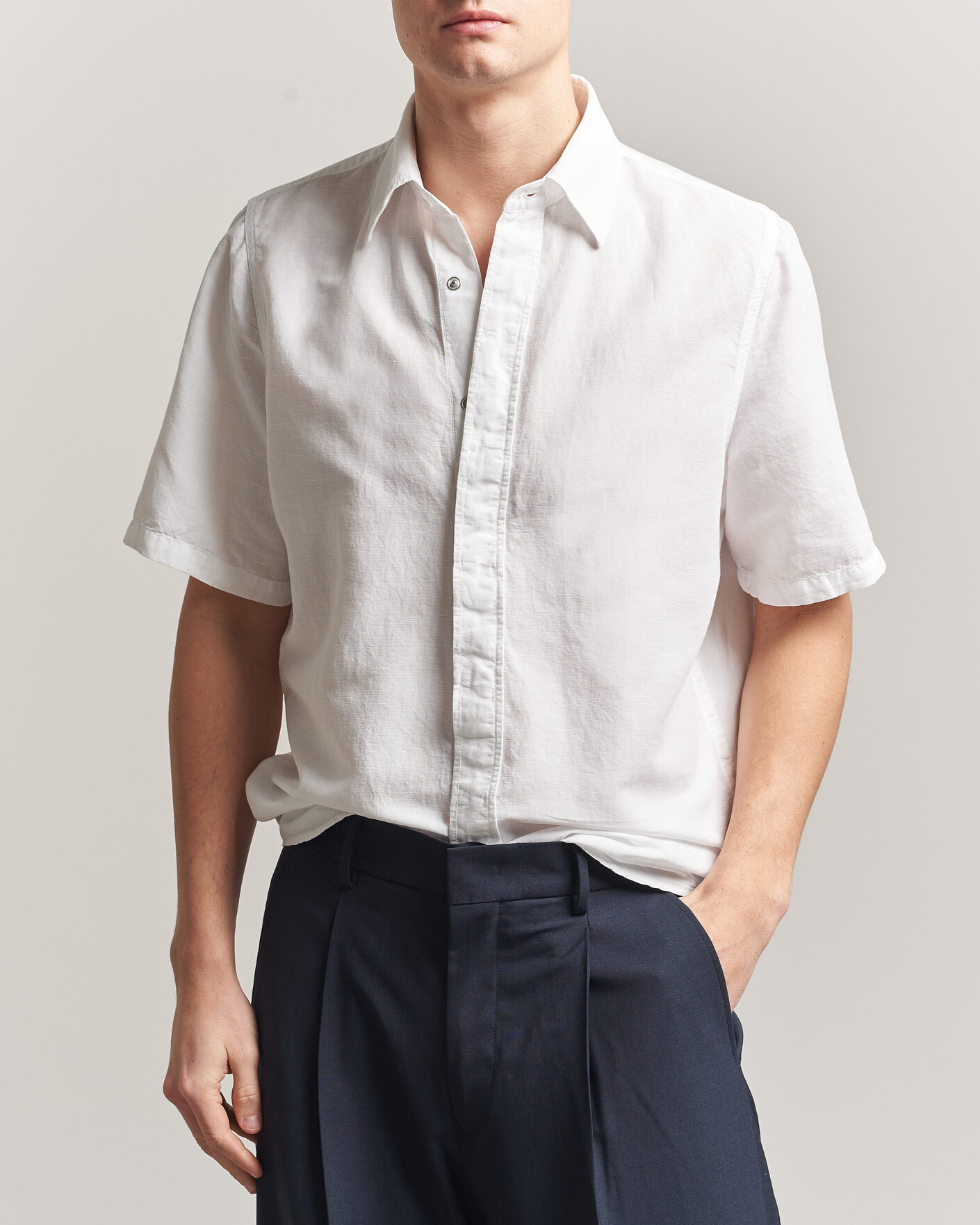 Heren | Overhemden | Filippa K | Cotton/Linen Short Sleeve Shirt White