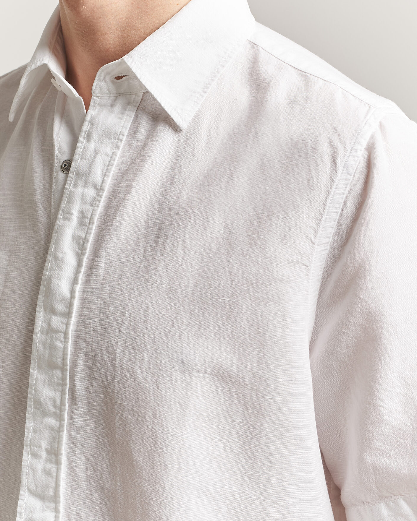Heren | Overhemden | Filippa K | Cotton/Linen Short Sleeve Shirt White