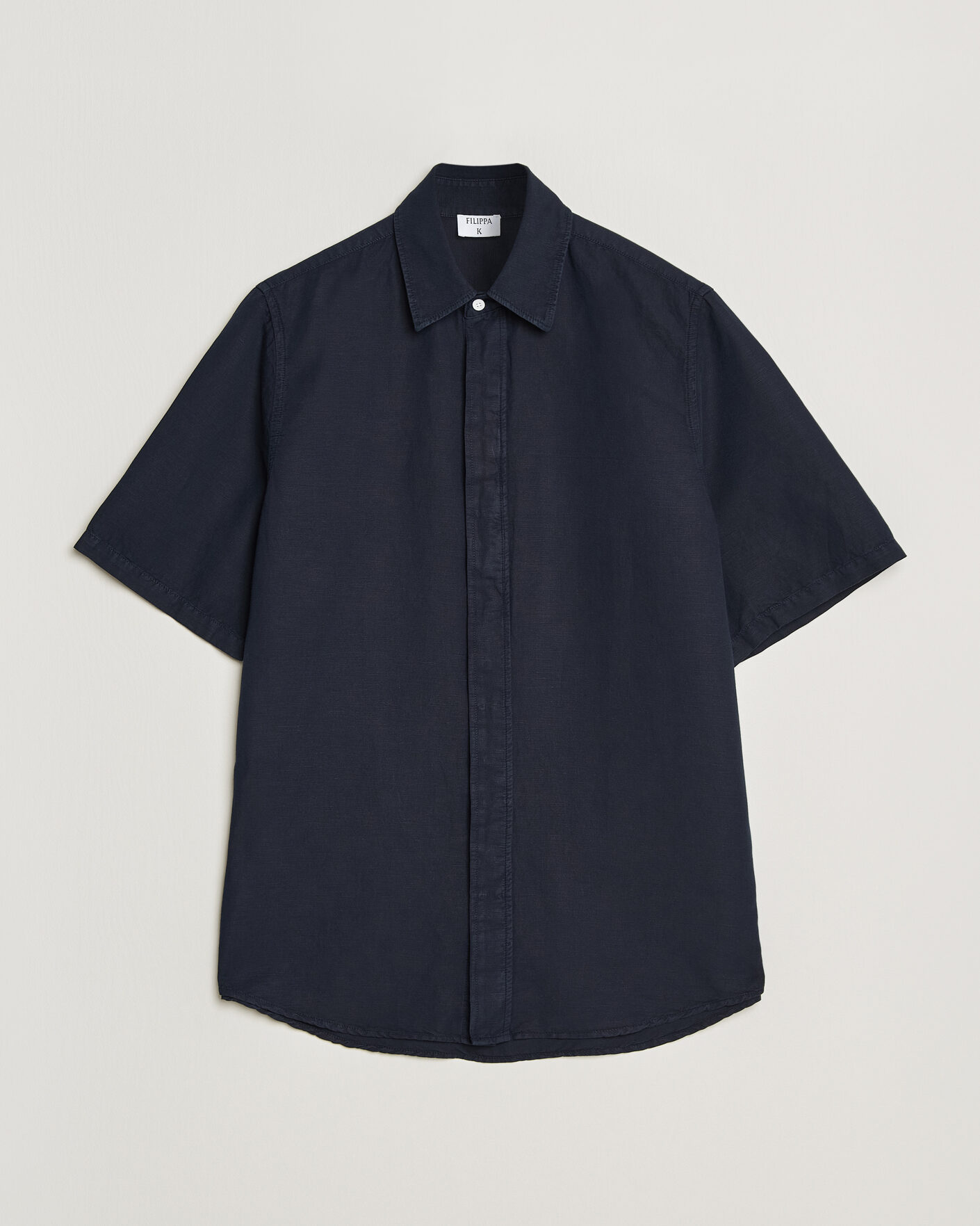 Heren | Overhemden | Filippa K | Cotton/Linen Short Sleeve Shirt Navy