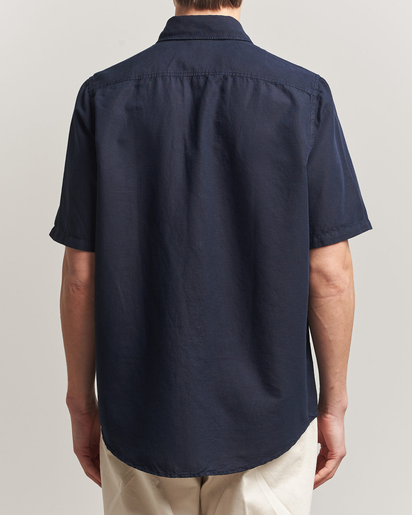 Heren | Overhemden | Filippa K | Cotton/Linen Short Sleeve Shirt Navy