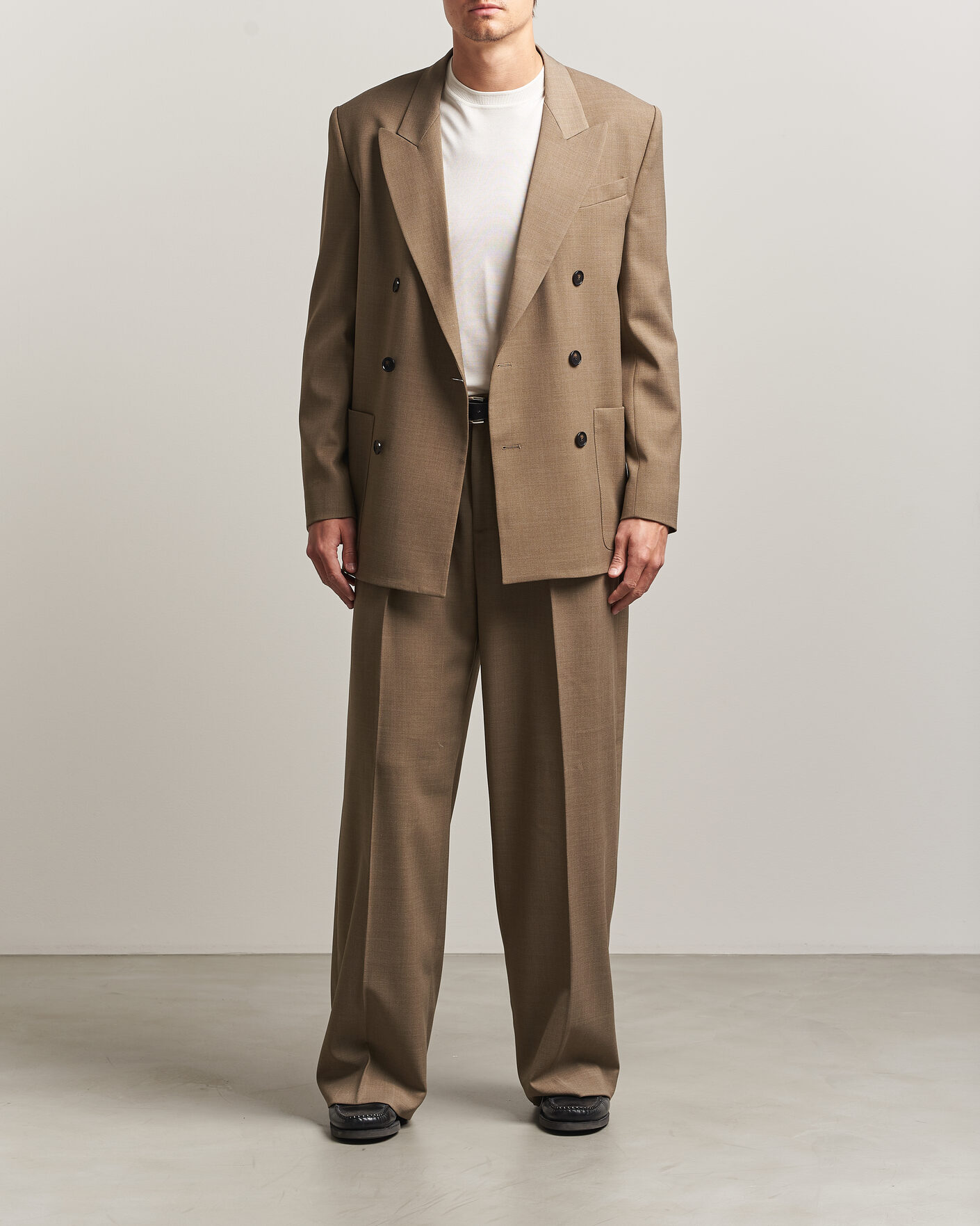 Heren | Broeken | Filippa K | Milo Wide Wool Trousers Light Driftwood