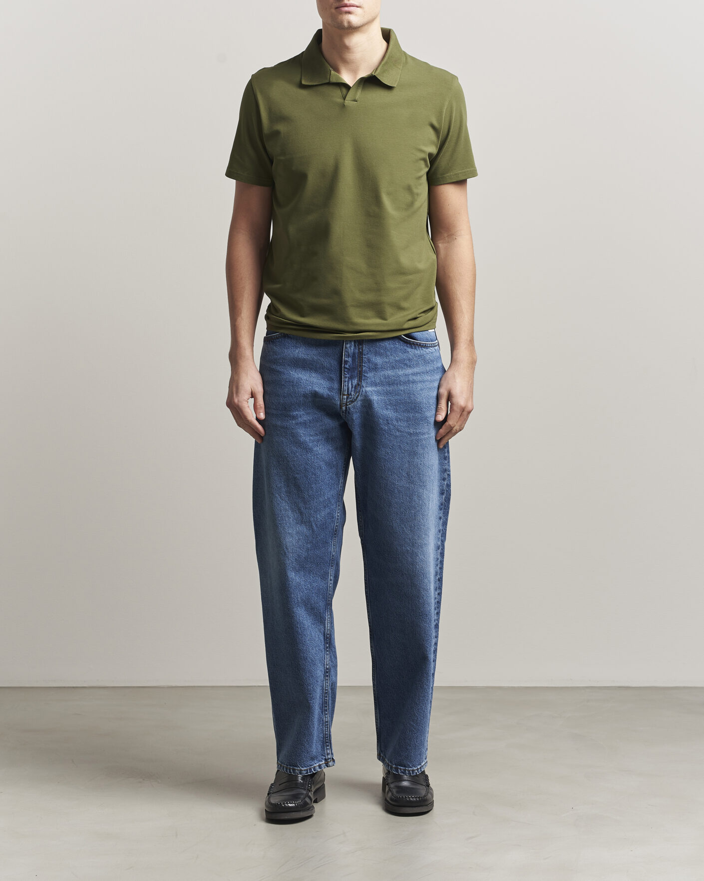 Heren | Polo's | Filippa K | Soft Lycra Polo T-Shirt Laurel Green