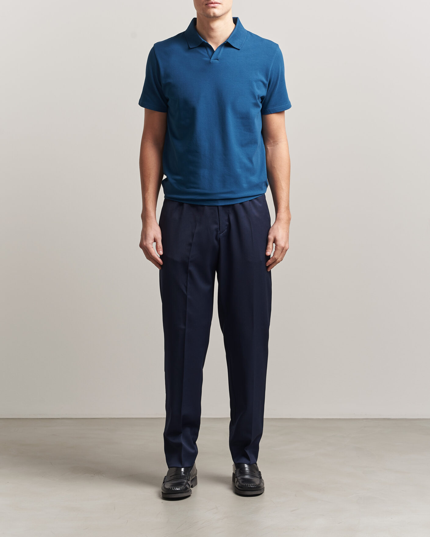 Heren | Polo's | Filippa K | Soft Lycra Polo T-Shirt Night Teal