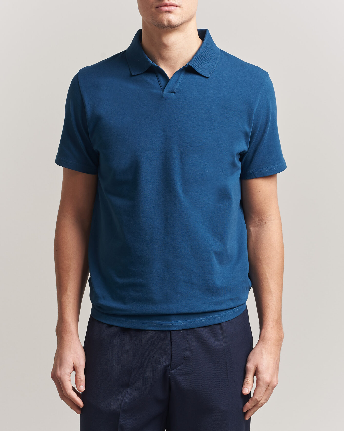 Heren | Polo's | Filippa K | Soft Lycra Polo T-Shirt Night Teal