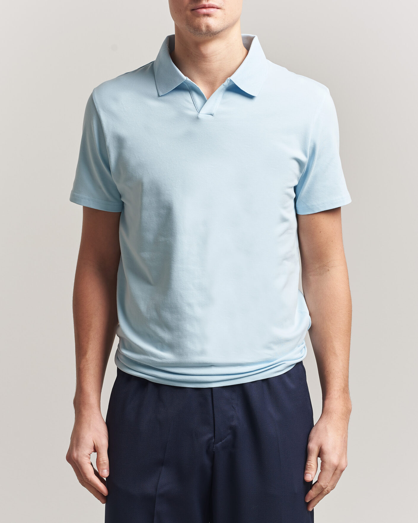 Heren | Polo's | Filippa K | Soft Lycra Polo T-Shirt Frost Blue