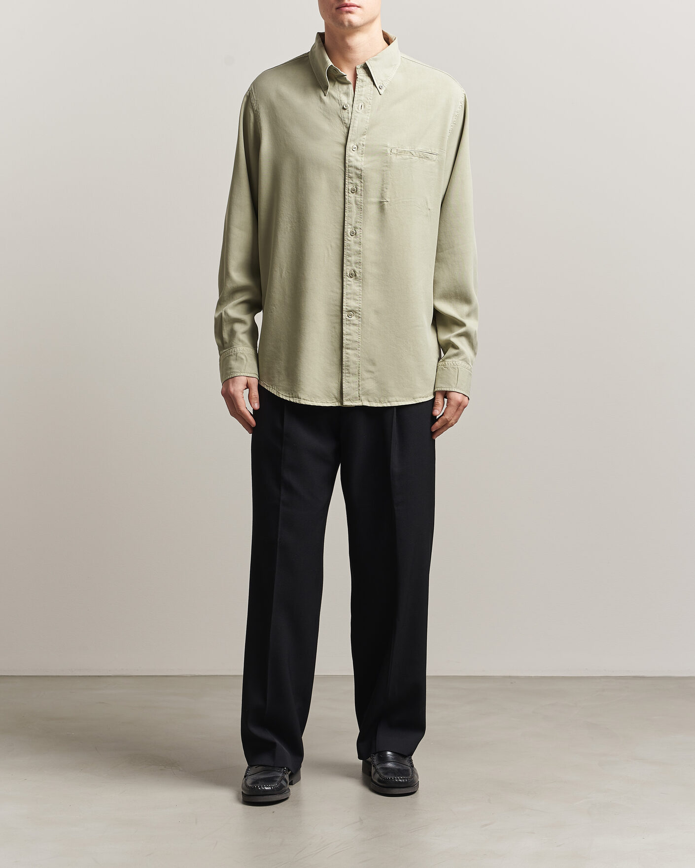 Heren | Overhemden | Filippa K | Zack Lyocell Shirt Light Green