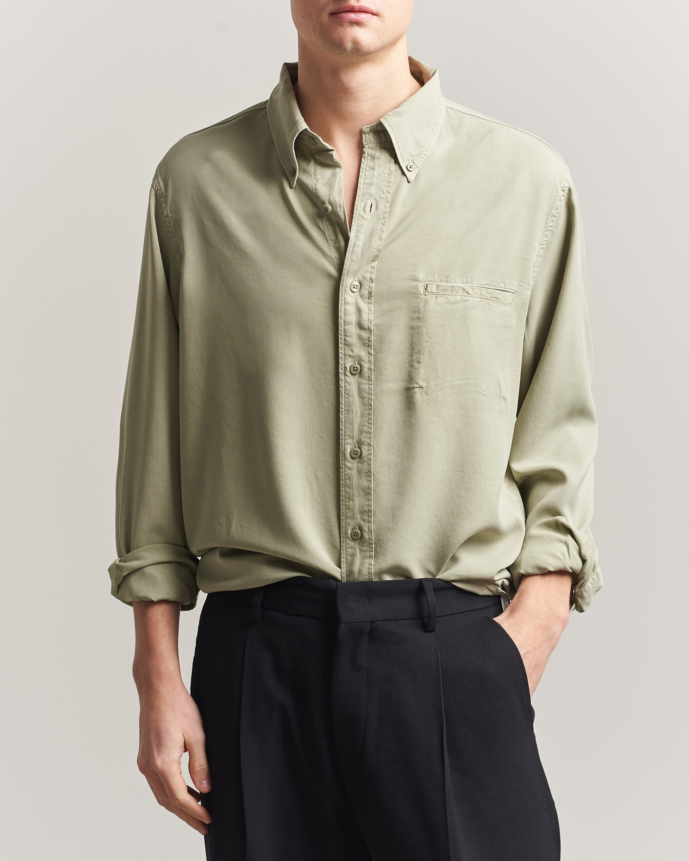 Heren | Overhemden | Filippa K | Zack Lyocell Shirt Light Green