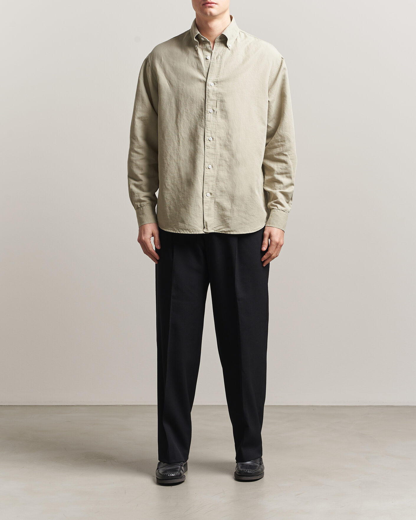 Heren | Overhemden | Filippa K | Relaxed Cotton/Linen Shirt Light Green