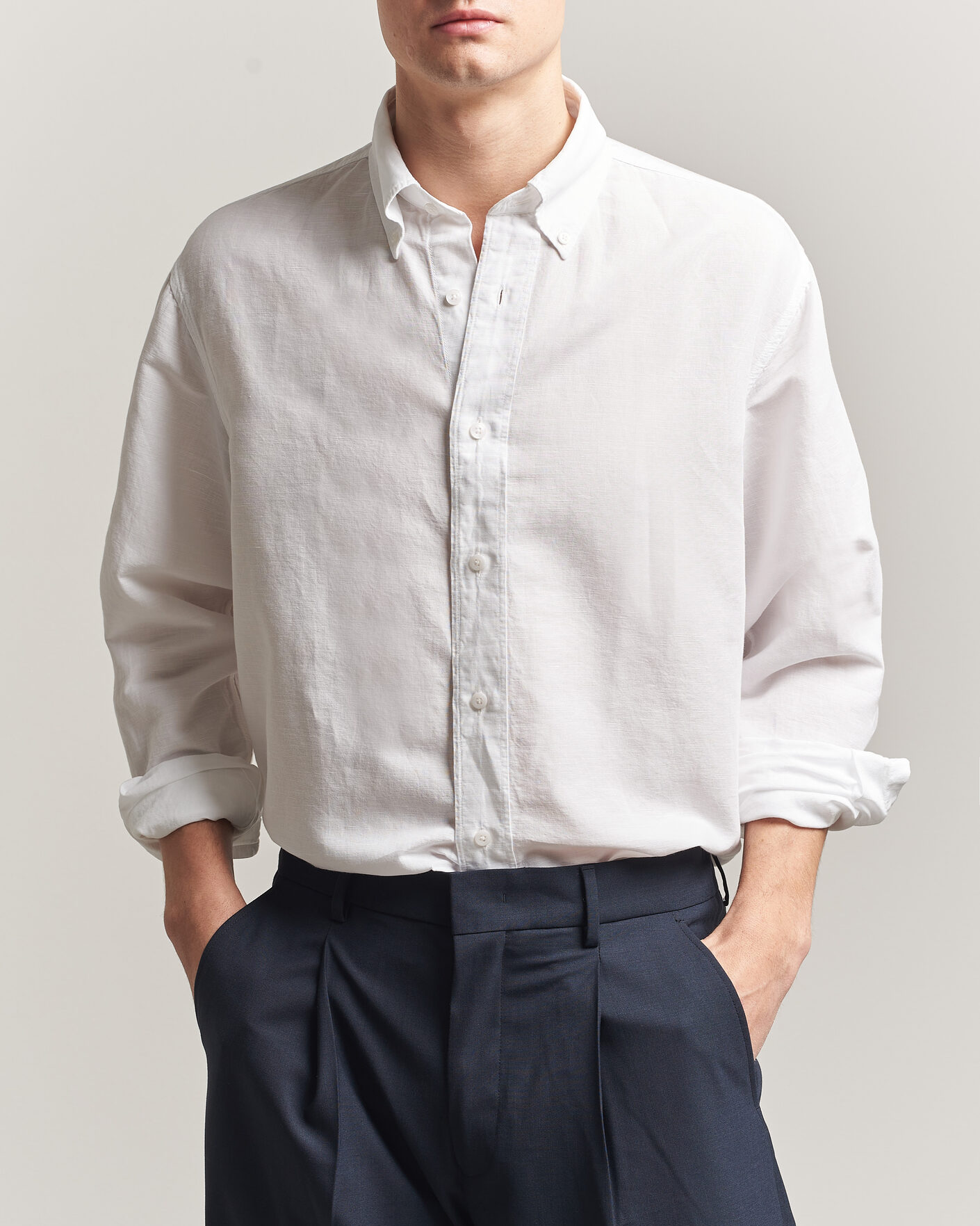 Heren | Overhemden | Filippa K | Relaxed Cotton/Linen Shirt White