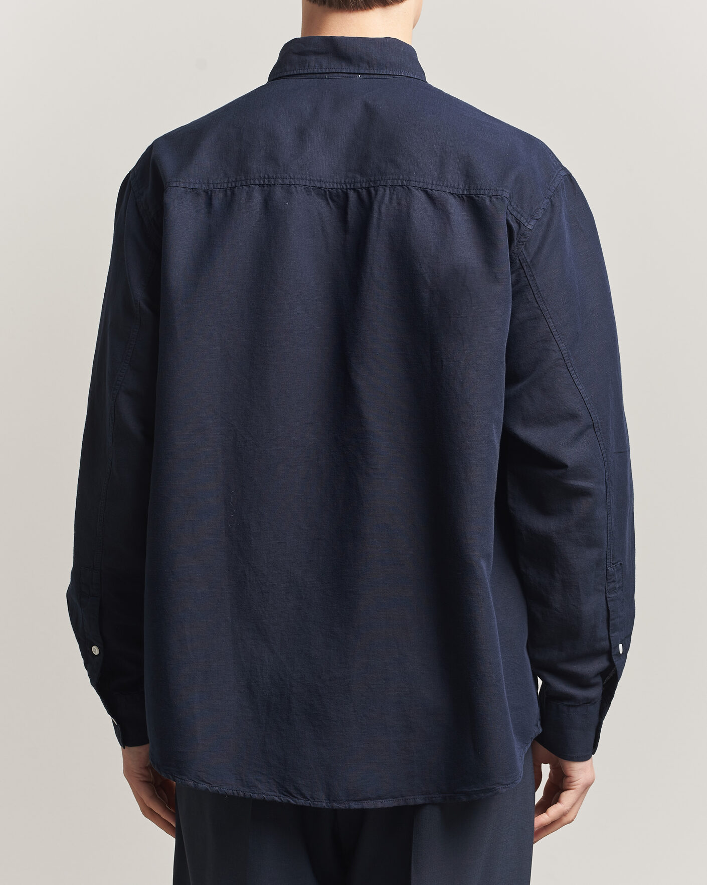 Heren | Overhemden | Filippa K | Relaxed Cotton/Linen Shirt Navy