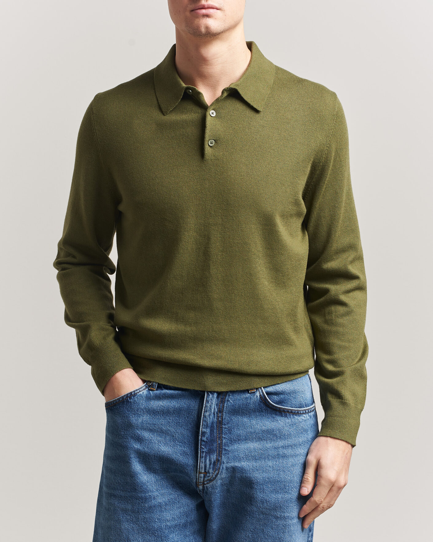 Heren | Truien | Filippa K | Knitted Polo Shirt Laurel Green