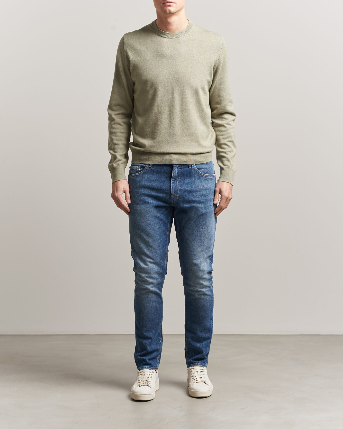 Heren | Truien | Filippa K | Cotton Merino Knitted Sweater Light Green