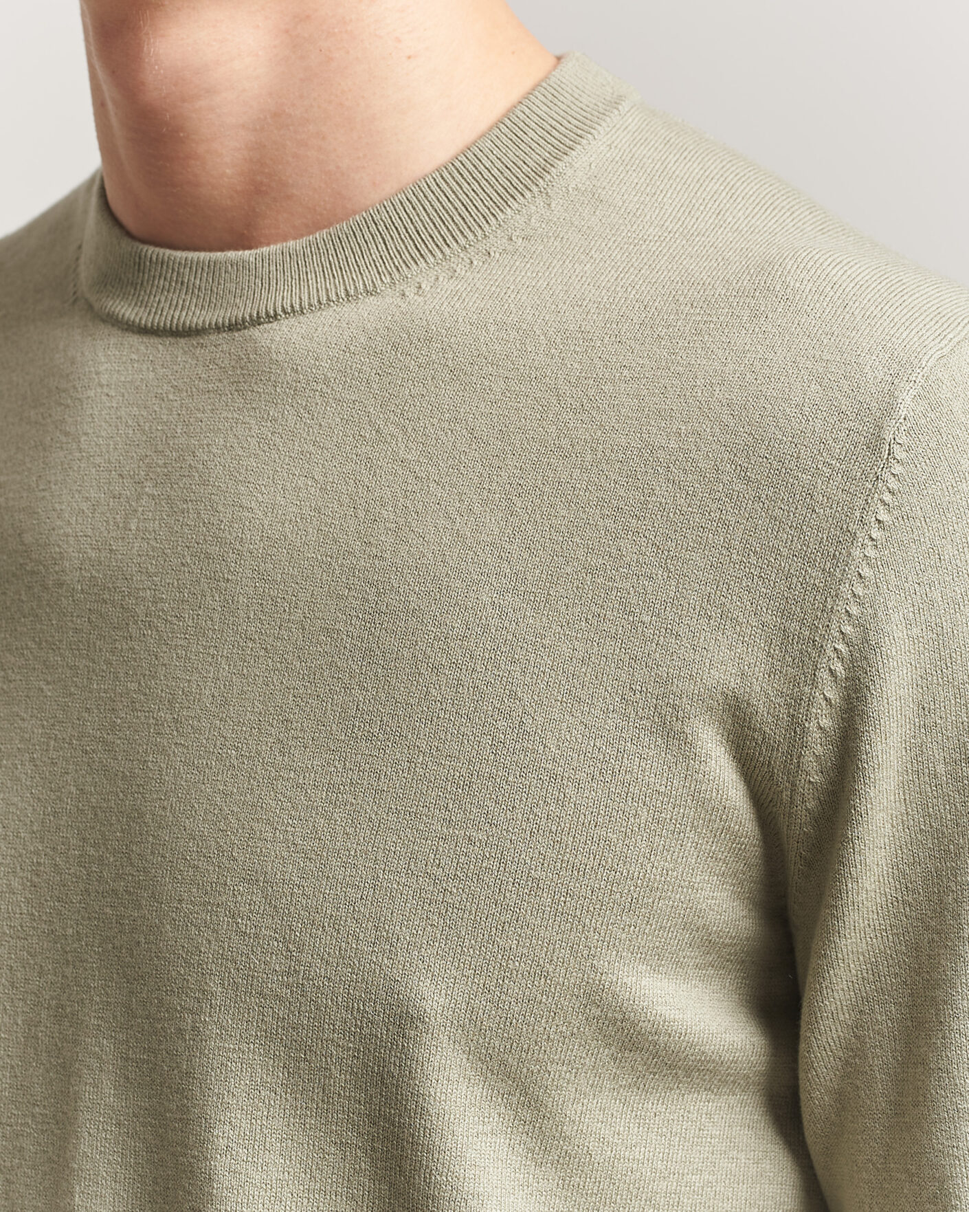 Heren | Truien | Filippa K | Cotton Merino Knitted Sweater Light Green