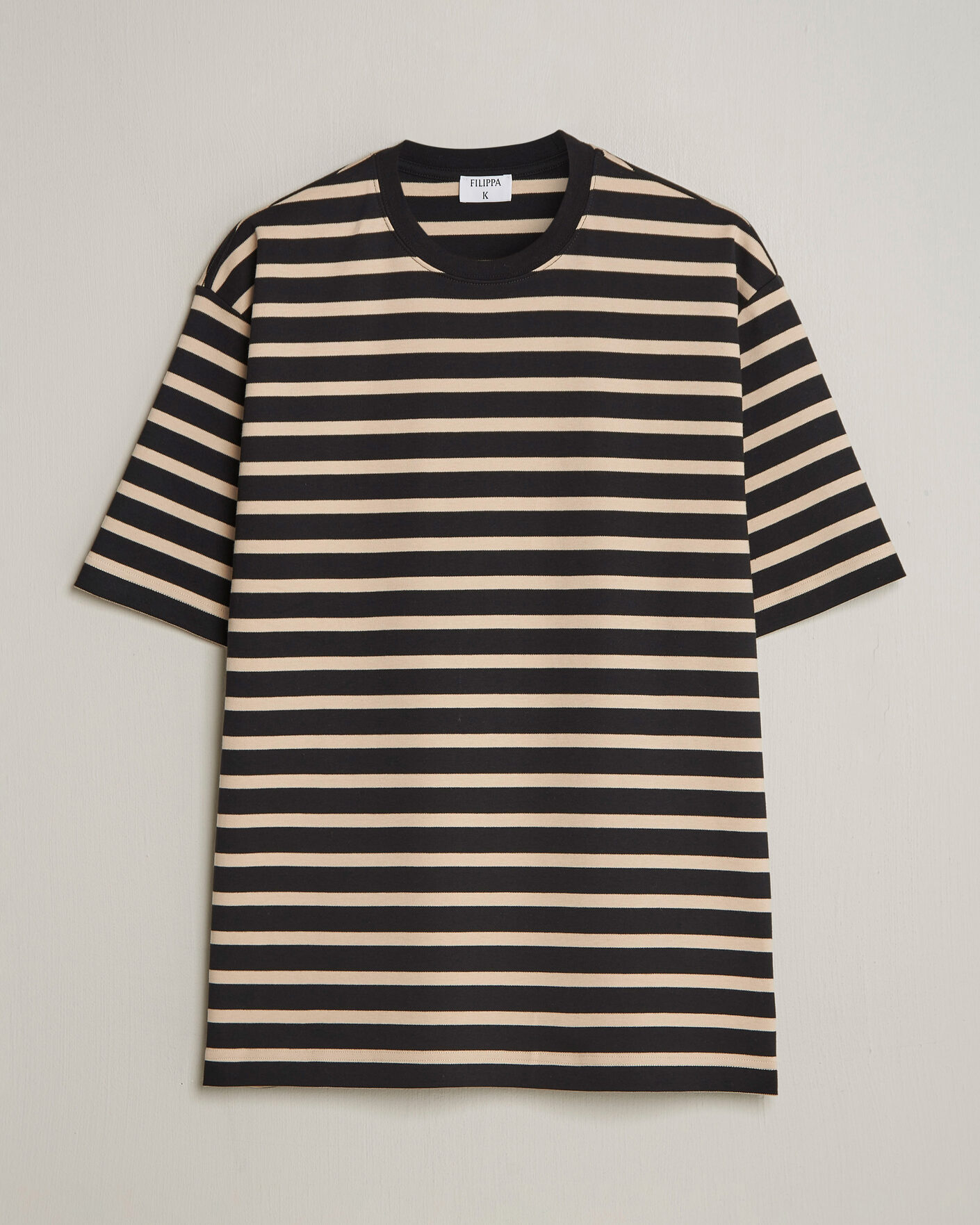 Heren | T-shirts | Filippa K | Striped Crew Neck T-Shirt Black/Pearl