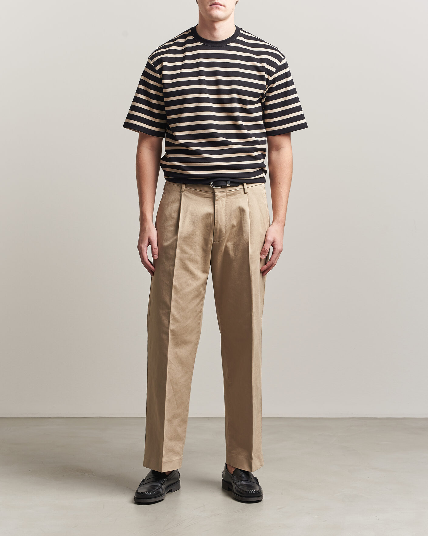 Heren | T-shirts | Filippa K | Striped Crew Neck T-Shirt Black/Pearl