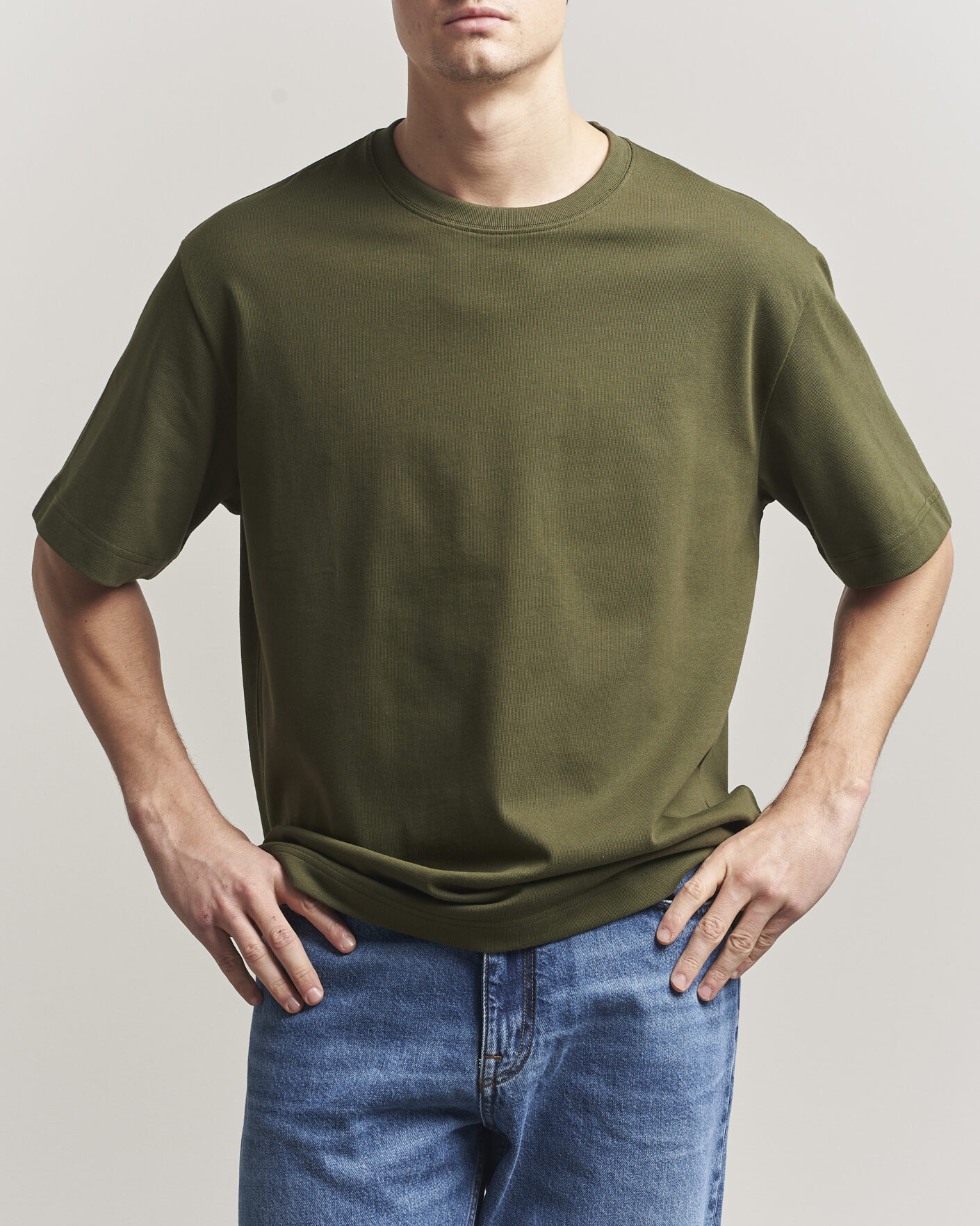 Heren | T-shirts | Filippa K | Heavy Cotton Crew Neck T-Shirt Midnight Green