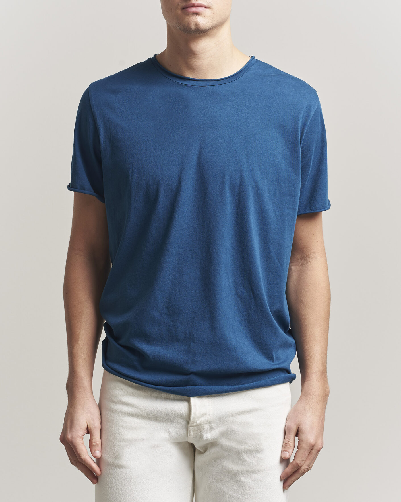 Heren | T-shirts | Filippa K | Roll Neck Crew Neck T-Shirt Night Teal
