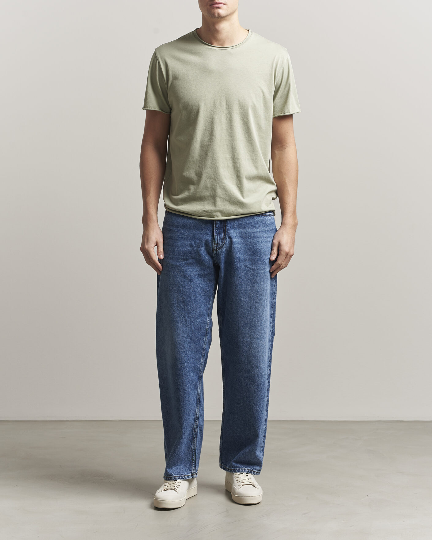 Heren | T-shirts | Filippa K | Roll Neck Crew Neck T-Shirt Light Green