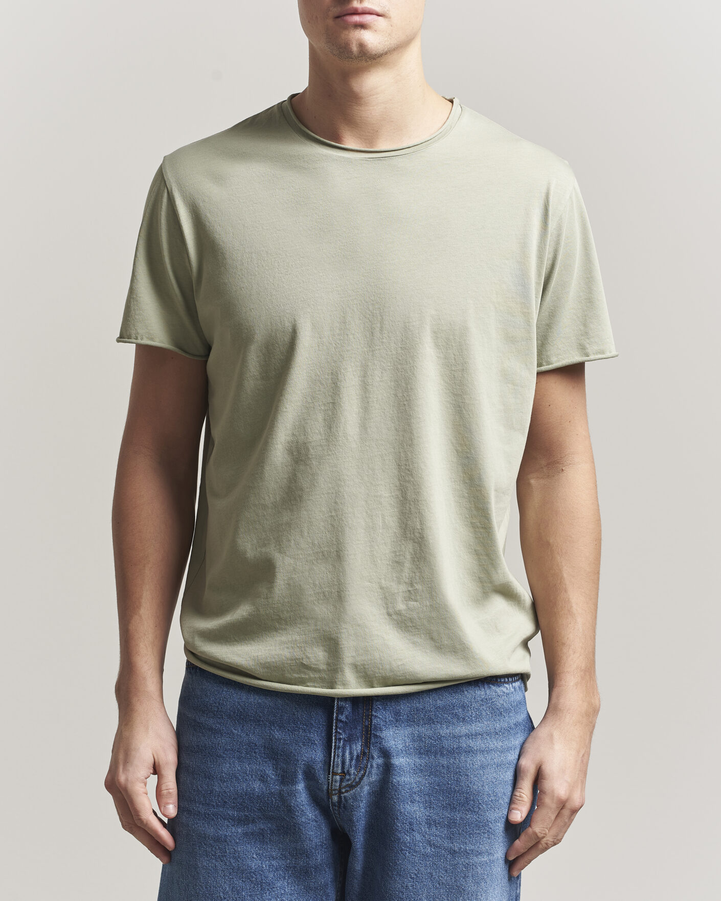 Heren | T-shirts | Filippa K | Roll Neck Crew Neck T-Shirt Light Green