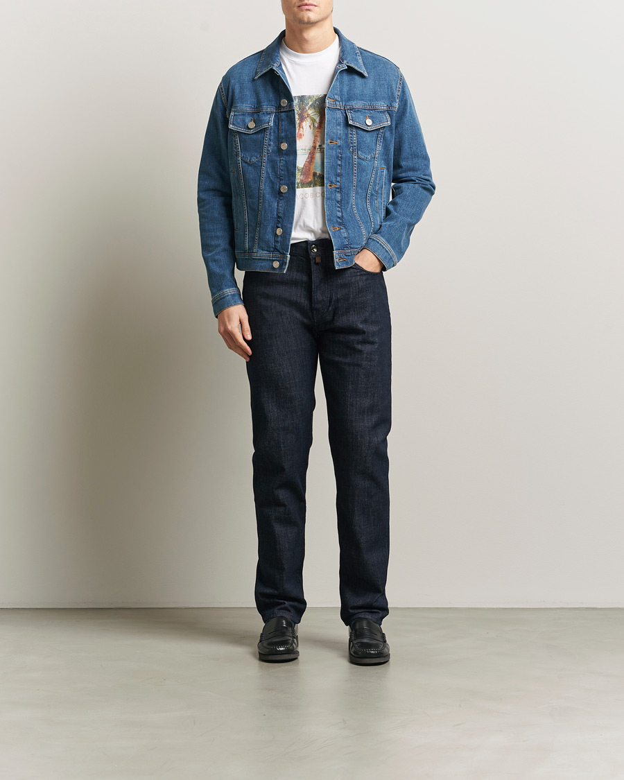 Heren | Jeans | Jacob Cohën | Edos Regular Straight Fit Stretch Jeans Dark Blue