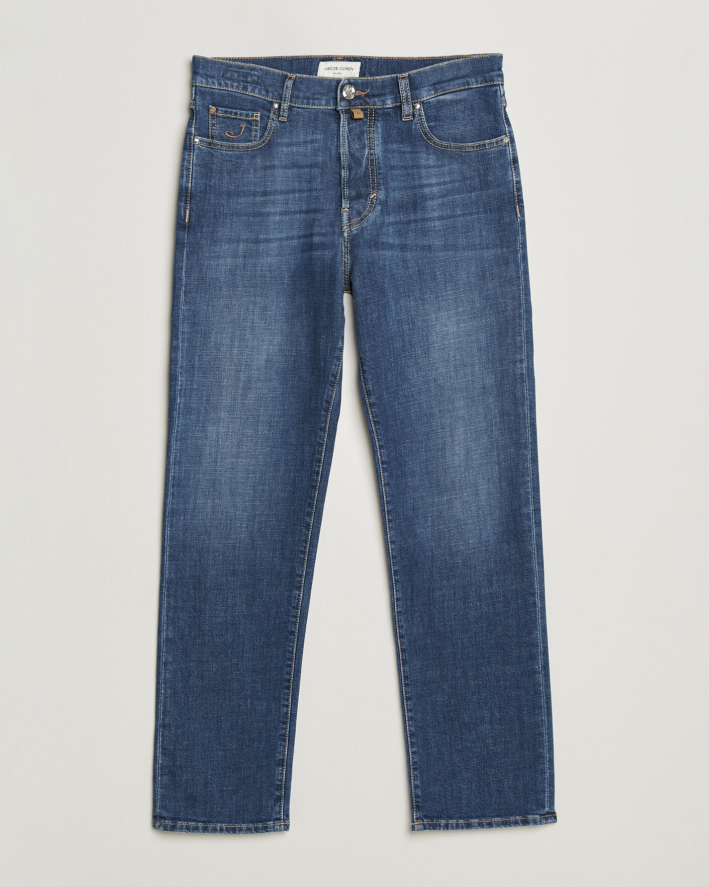 Heren | Broeken | Jacob Cohën | Edos Regular Straight Fit Stretch Jeans Mid Blue