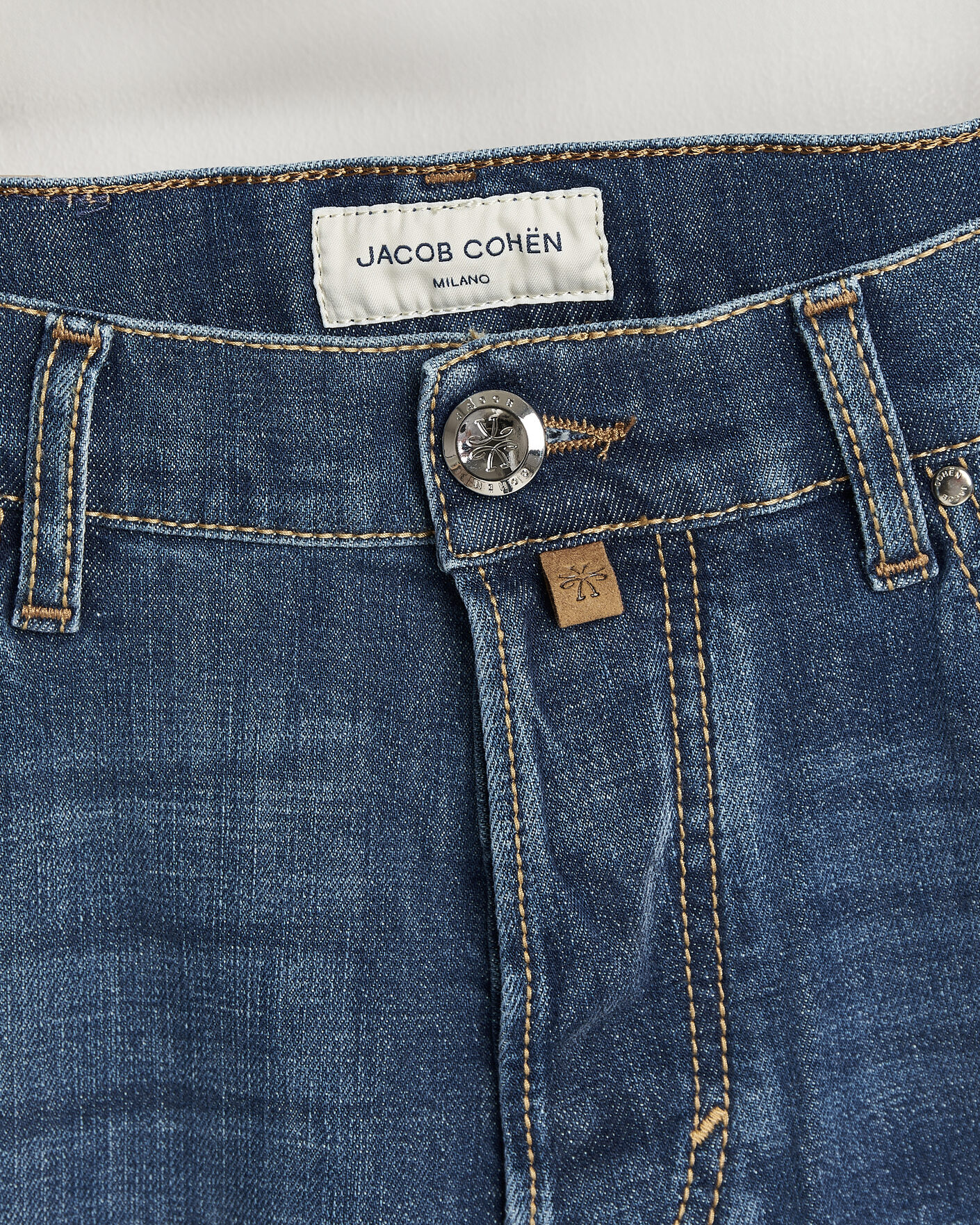 Heren | Jeans | Jacob Cohën | Edos Regular Straight Fit Stretch Jeans Mid Blue