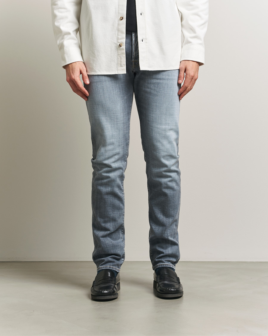 Heren | Jeans | Jacob Cohën | Bard Slim Fit Stretch Jeans Light Grey