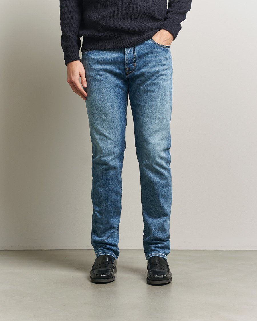 Heren | Jeans | Jacob Cohën | Bard Slim Fit Stretch Jeans Light Blue