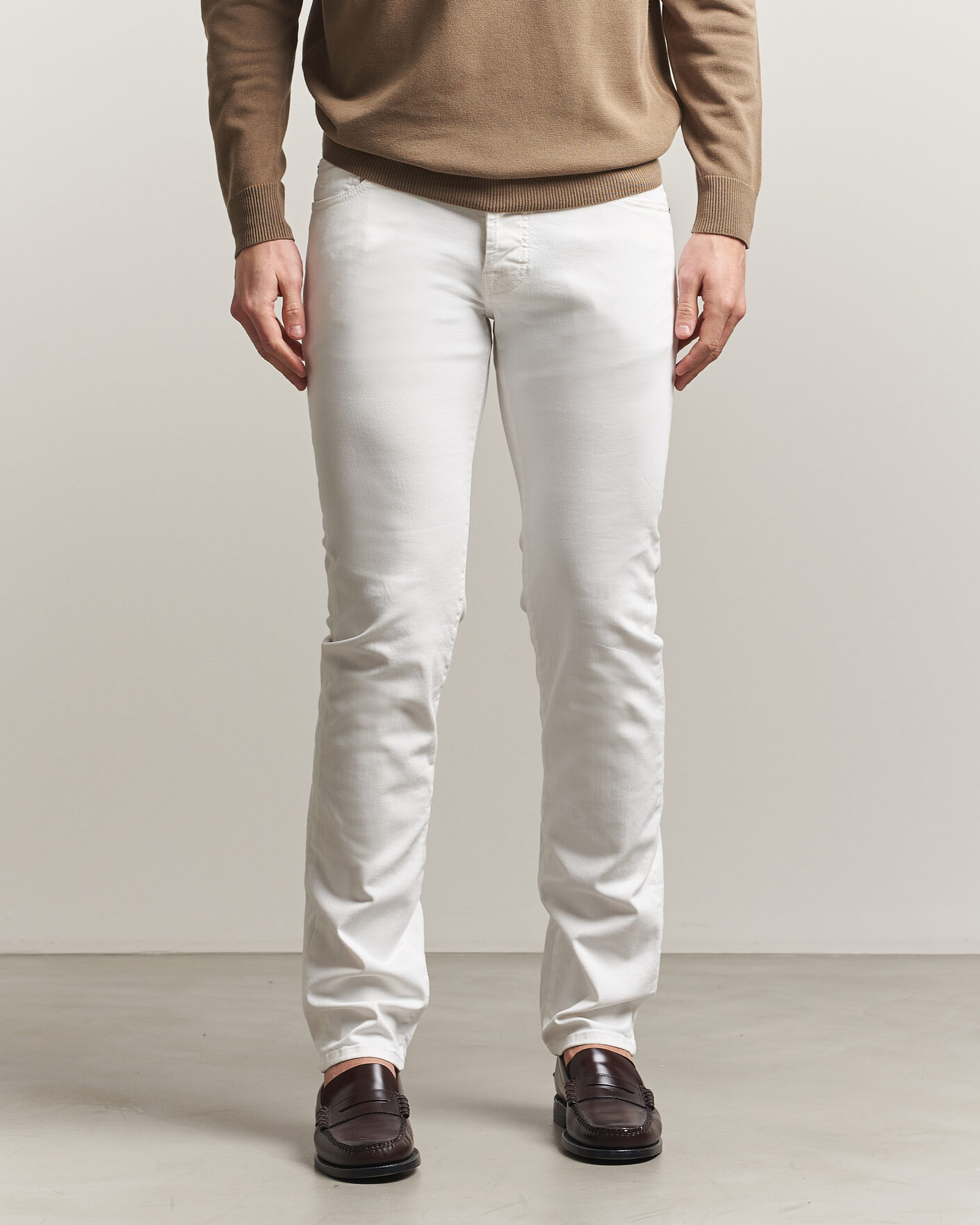 Heren | Jeans | Jacob Cohën | Bard Slim Fit Bull Stretch Jeans White