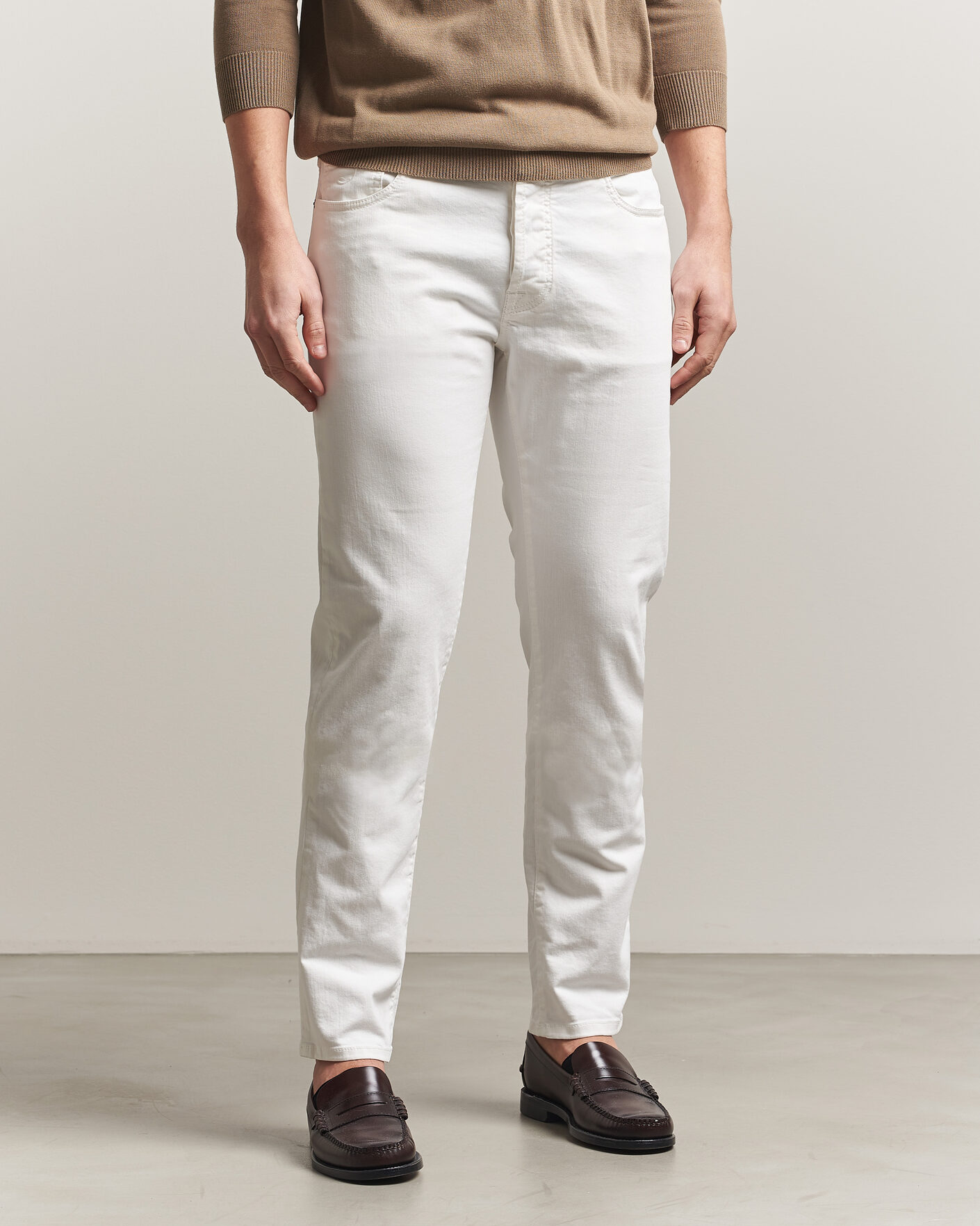 Heren | Jeans | Jacob Cohën | Bard Slim Fit Bull Stretch Jeans White