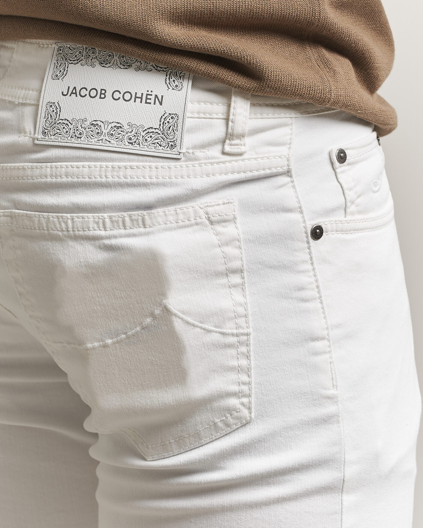 Heren | Jeans | Jacob Cohën | Bard Slim Fit Bull Stretch Jeans White