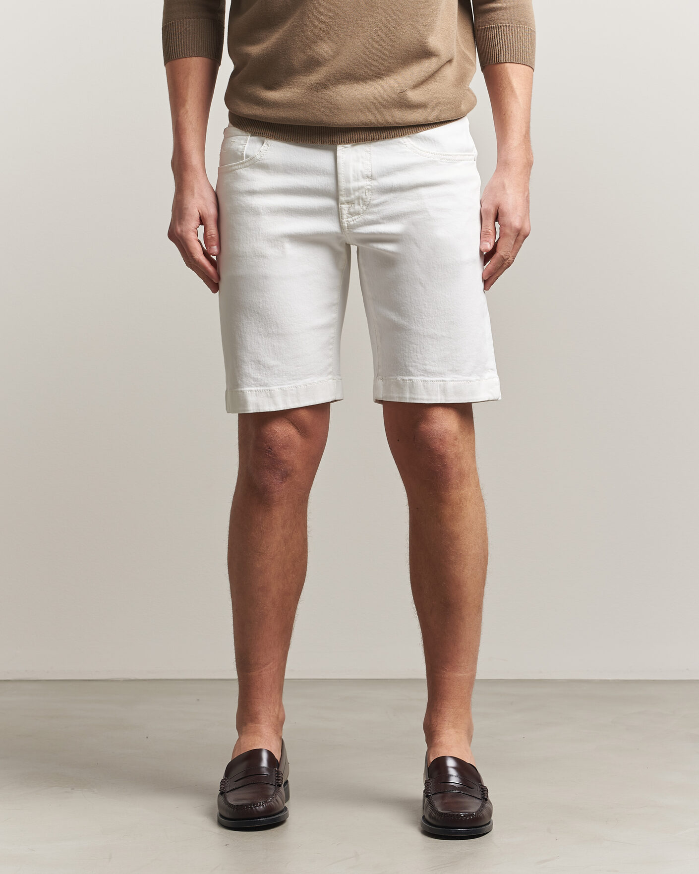Heren | Korte broek | Jacob Cohën | Nicolas Bull Stretch Denim Shorts White