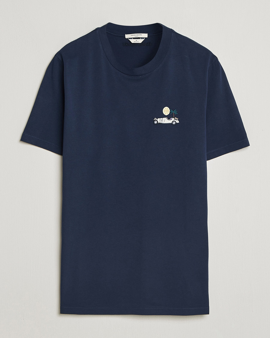 Heren | T-shirts | Jacob Cohën | Cotton Logo T-Shirt Navy
