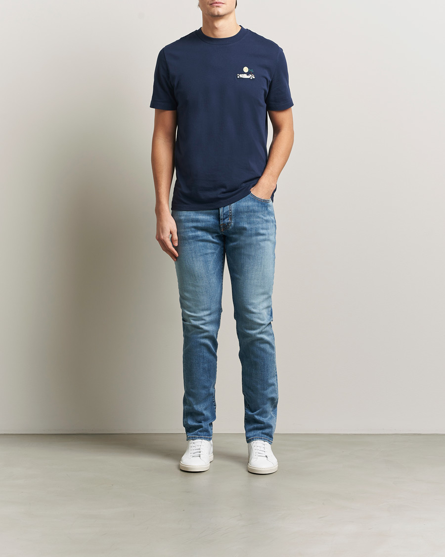 Heren | T-shirts | Jacob Cohën | Cotton Logo T-Shirt Navy