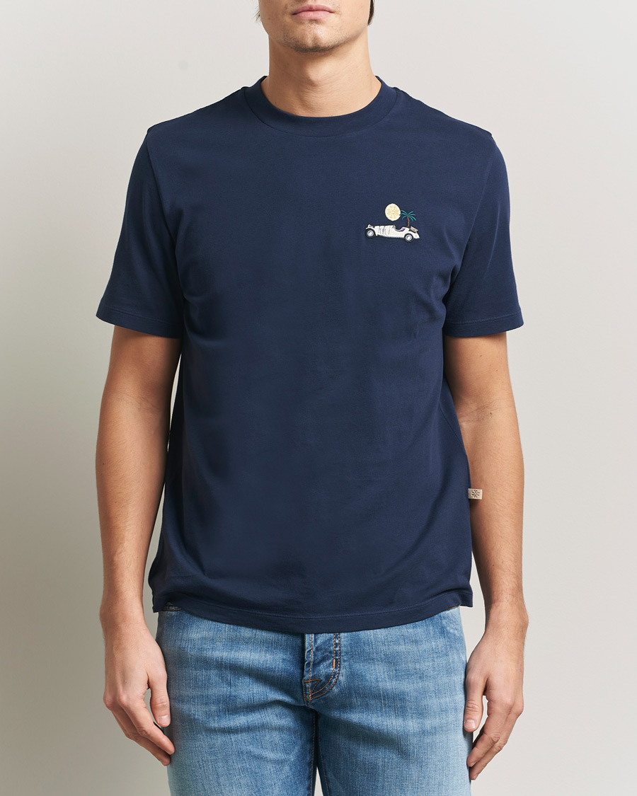 Heren | T-shirts | Jacob Cohën | Cotton Logo T-Shirt Navy