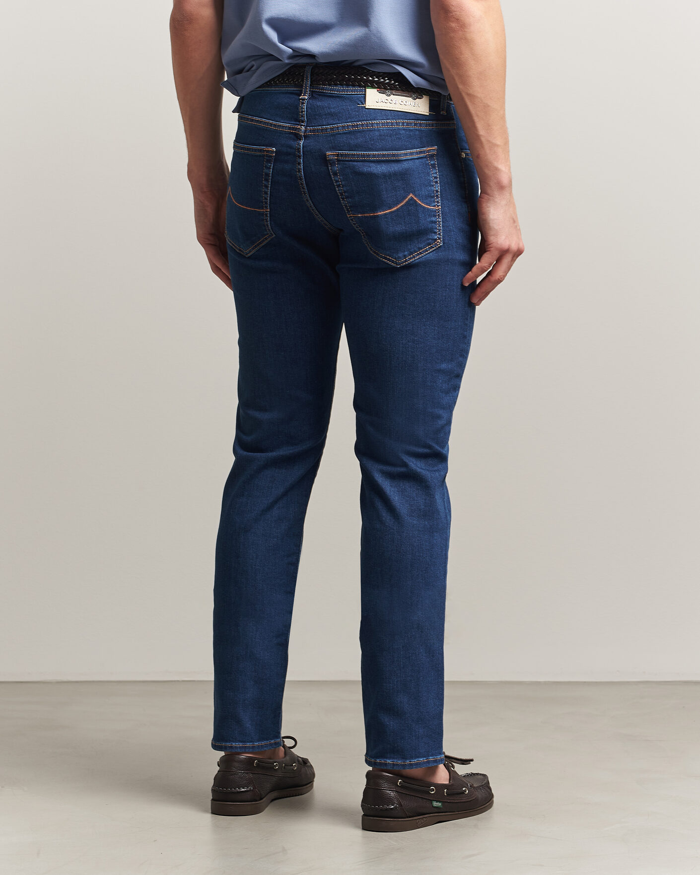Heren | Jeans | Jacob Cohën | Bard Slim Fit Stretch Porsche Patch Jeans Dark Blue
