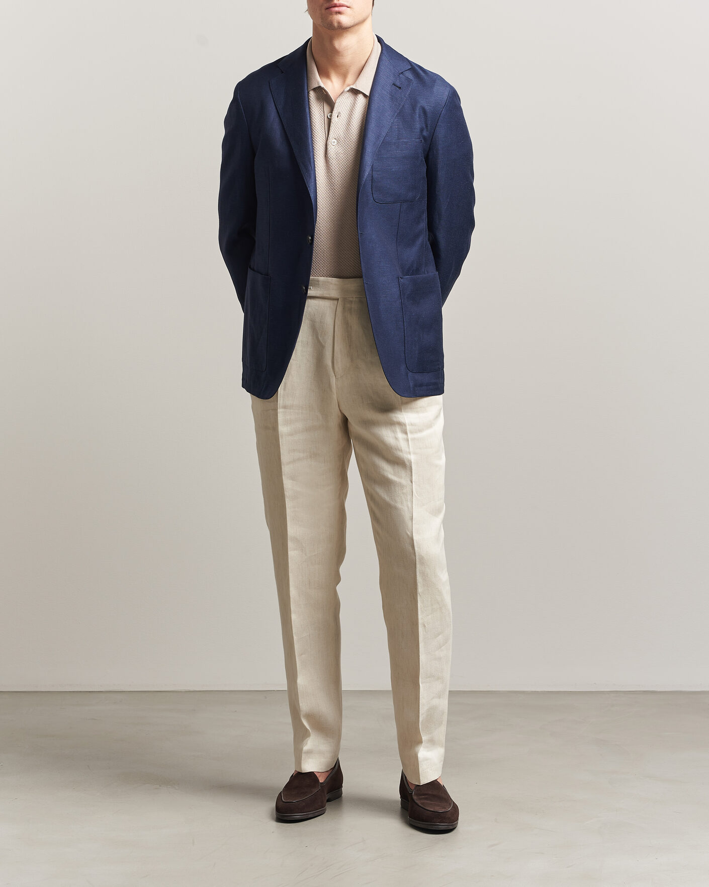 Heren | Blazers | Canali | Unconstructed Wool/Linen Blazer Dark Blue
