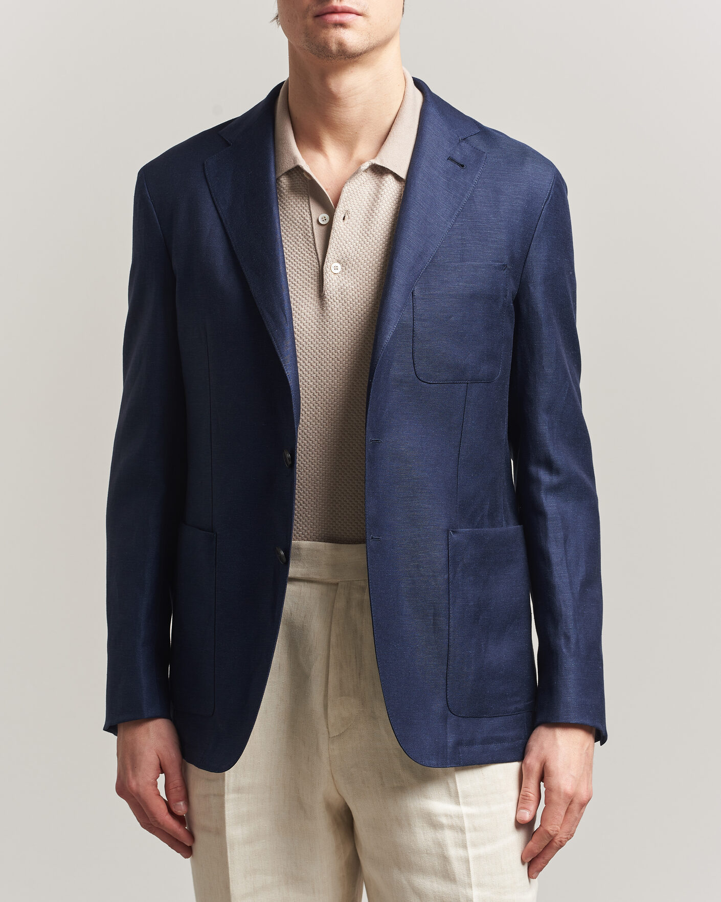 Heren | Blazers | Canali | Unconstructed Wool/Linen Blazer Dark Blue