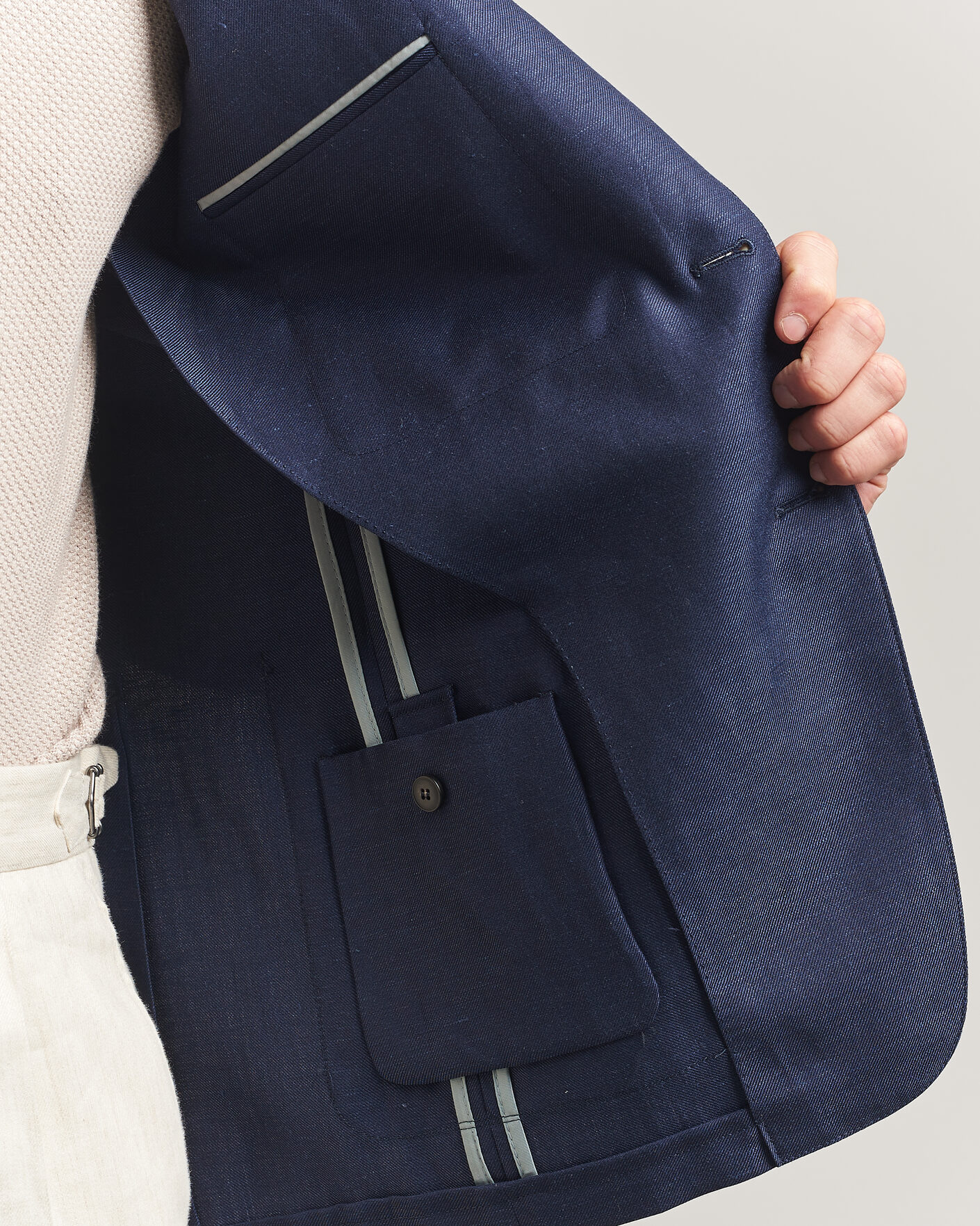 Heren | Blazers | Canali | Unconstructed Wool/Linen Blazer Dark Blue