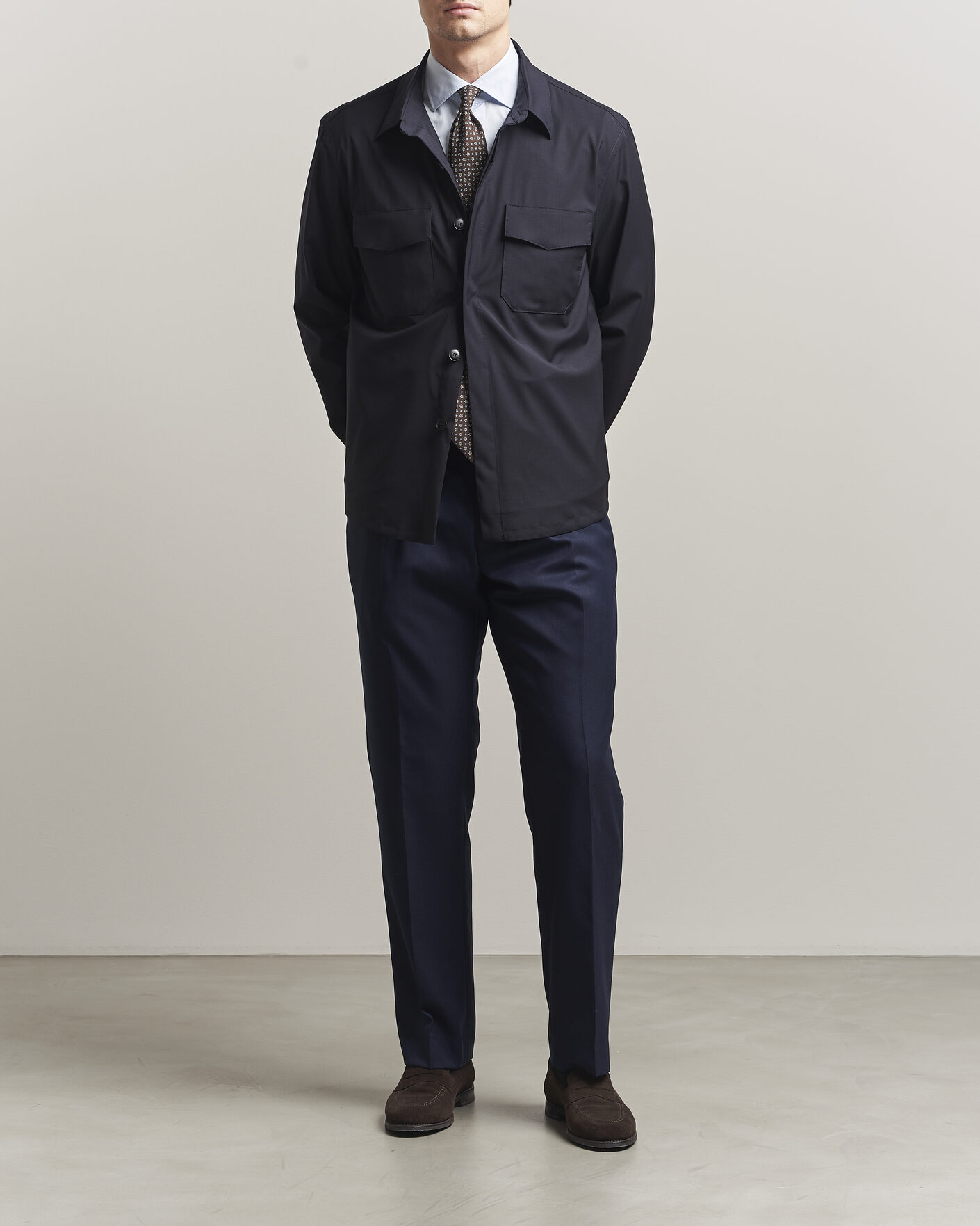Heren | Overhemden | Canali | Travel Wool Overshirt Navy