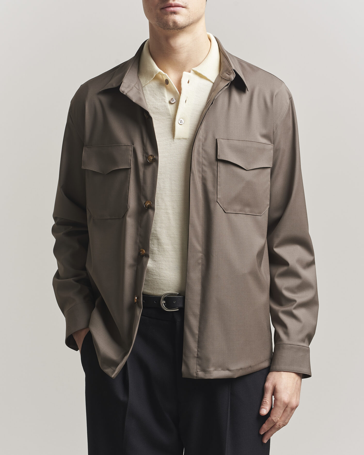 Heren | Overhemden | Canali | Travel Wool Overshirt Brown