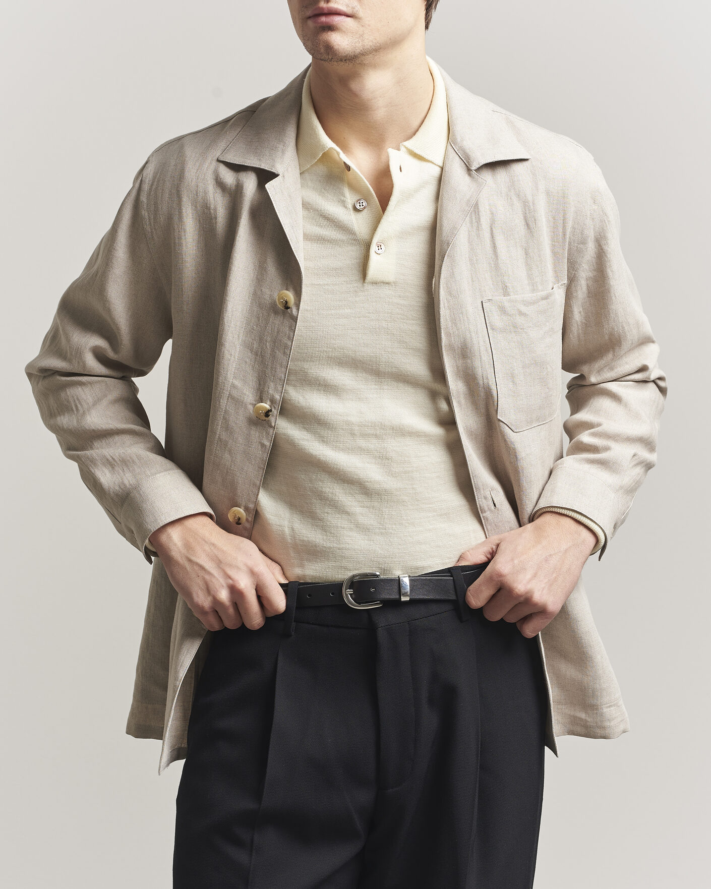 Heren | Overhemden | Canali | Linen Shirt Jacket Beige