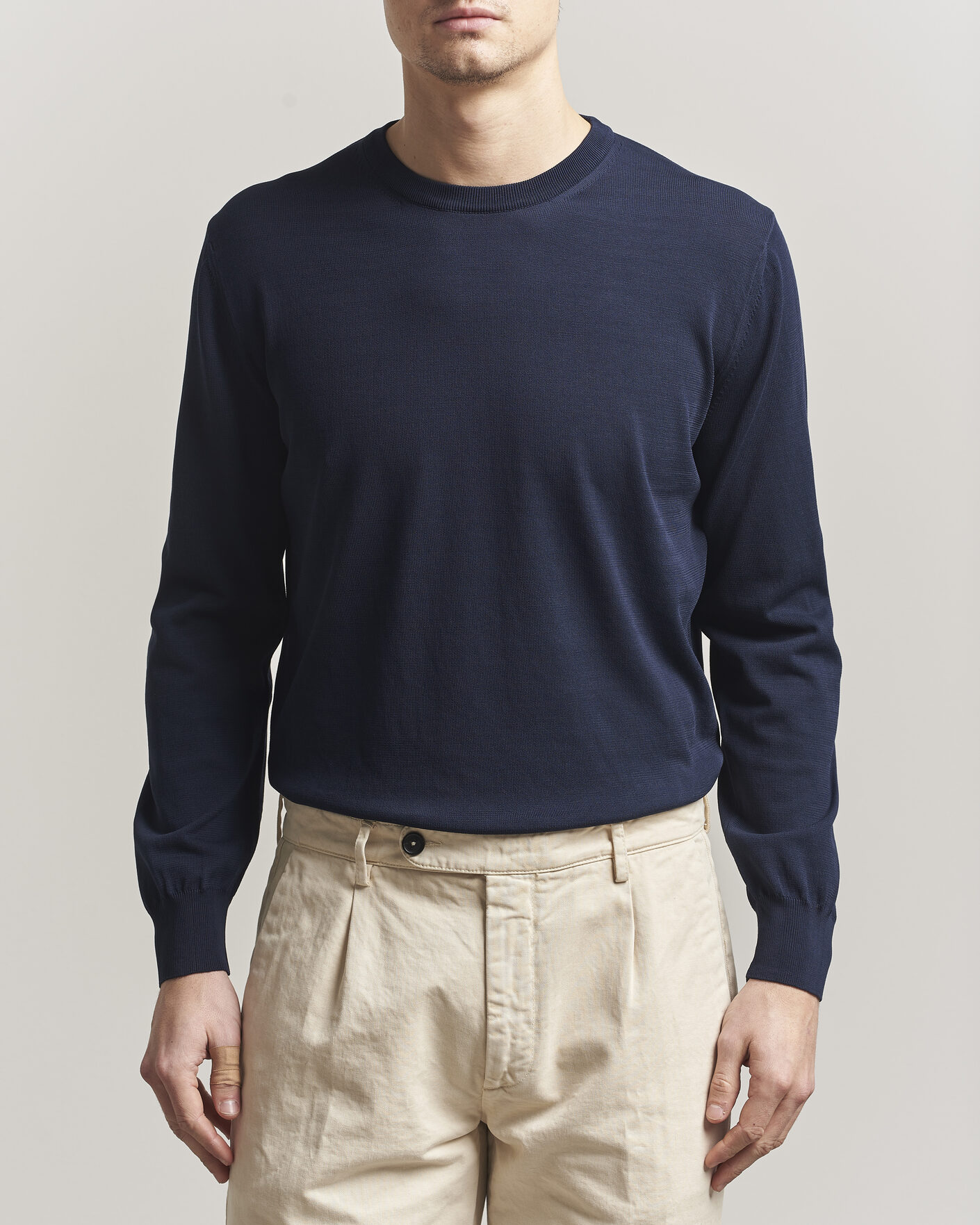 Heren | Truien | Canali | Cotton Crew Neck Pullover Navy