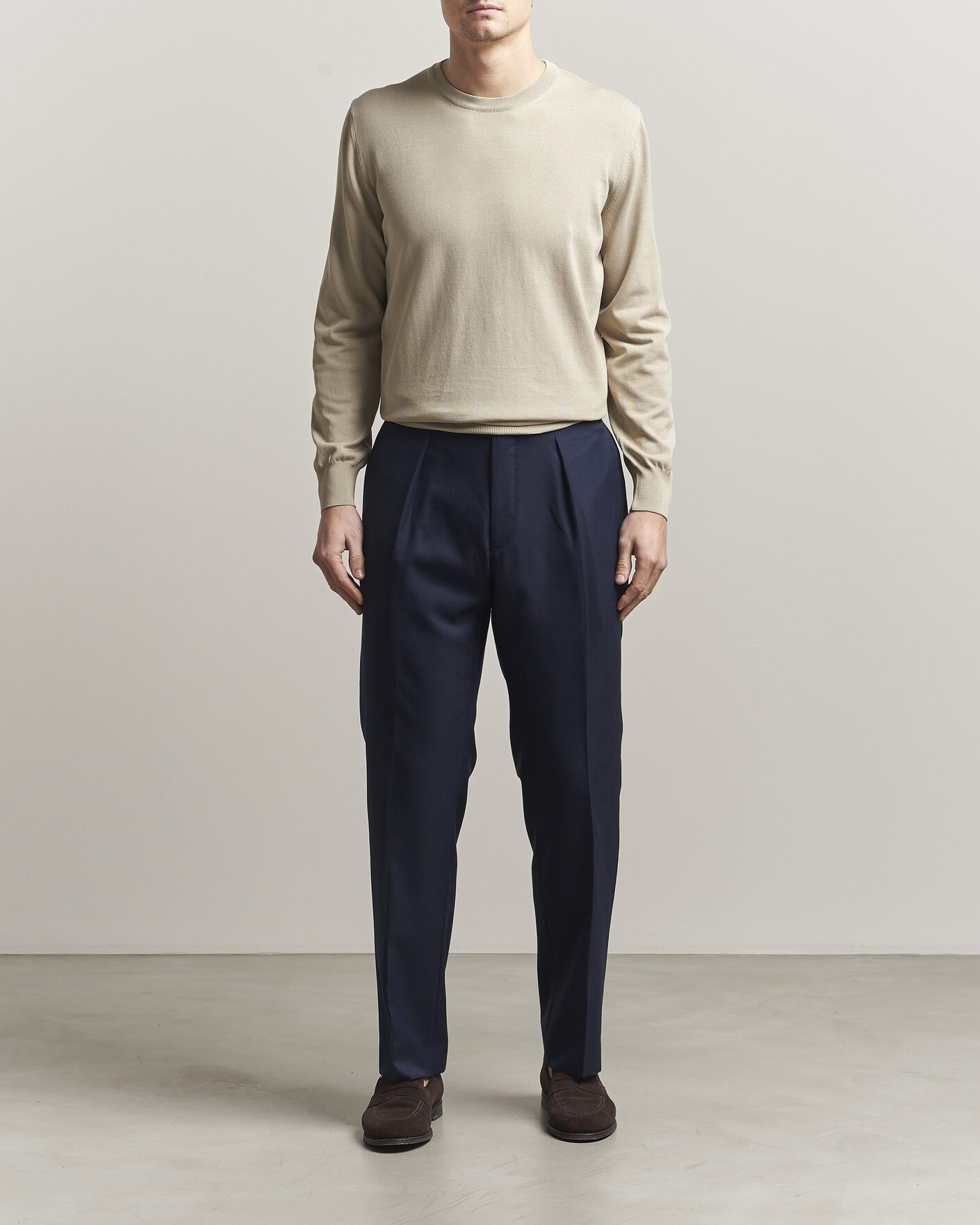Heren | Truien | Canali | Cotton Crew Neck Pullover Beige