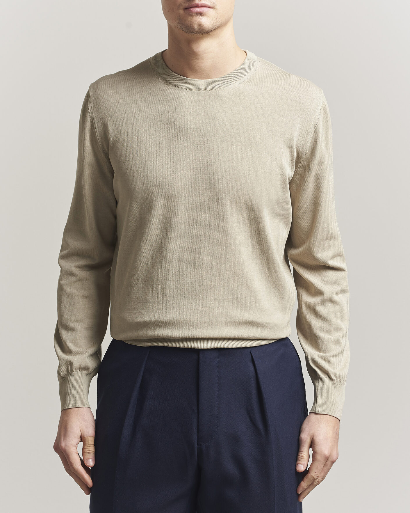 Heren | Truien | Canali | Cotton Crew Neck Pullover Beige