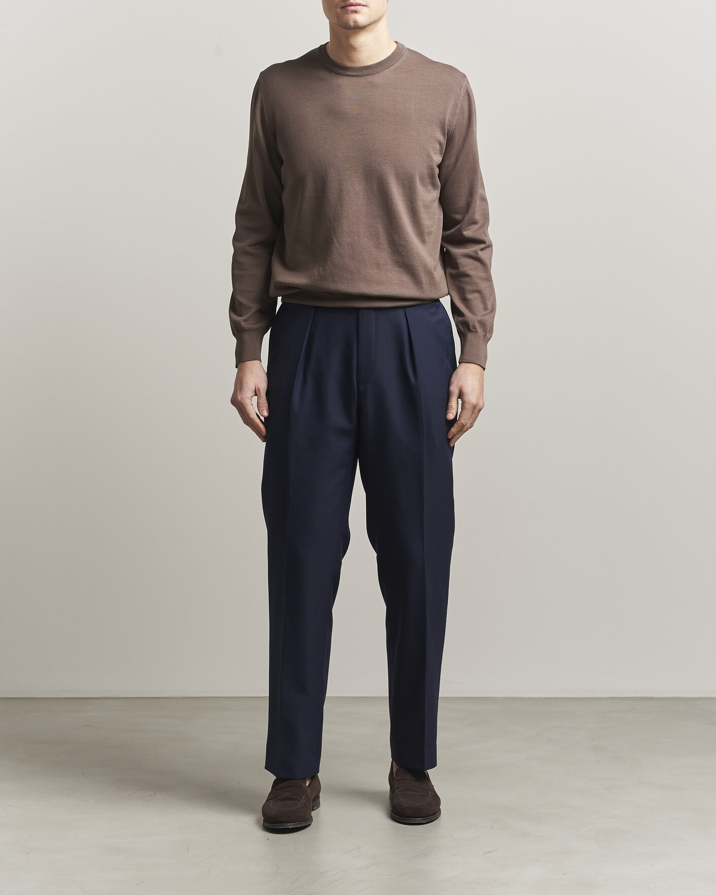 Heren | Truien | Canali | Cotton Crew Neck Pullover Brown