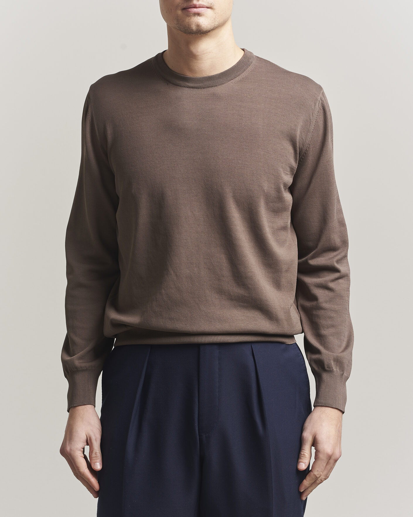 Heren | Truien | Canali | Cotton Crew Neck Pullover Brown