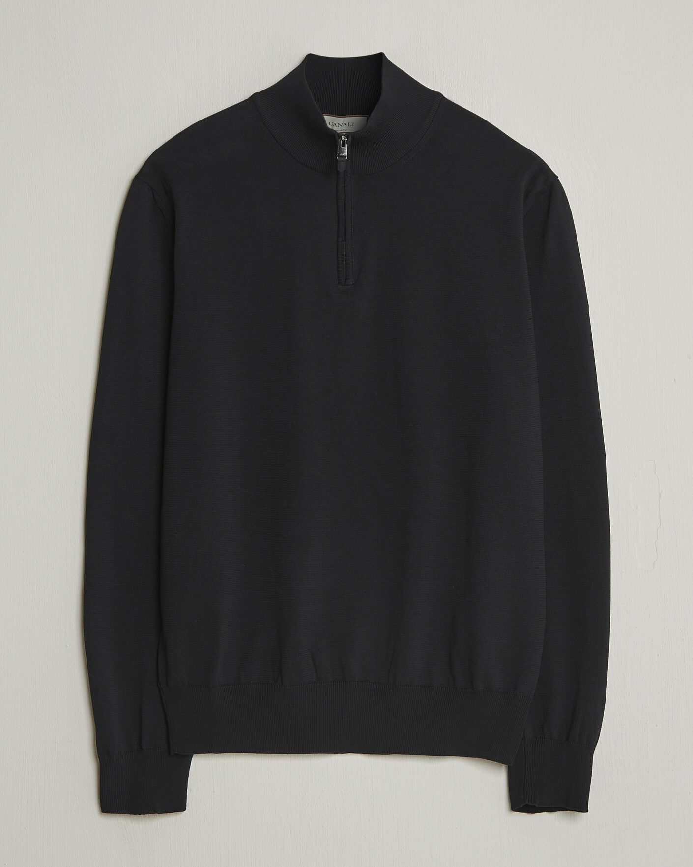 Heren | Truien | Canali | Cotton Half Zip Black