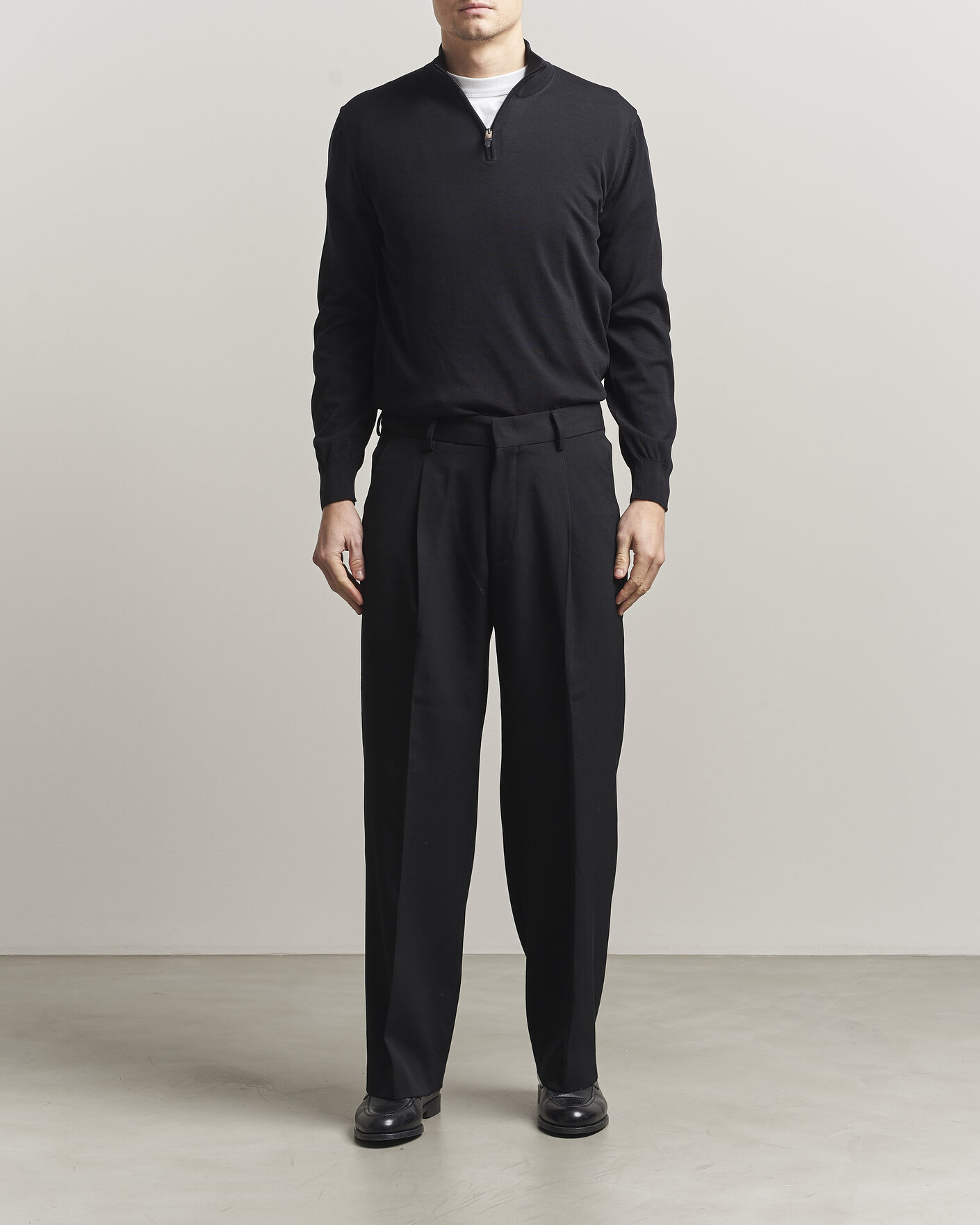 Heren | Truien | Canali | Cotton Half Zip Black