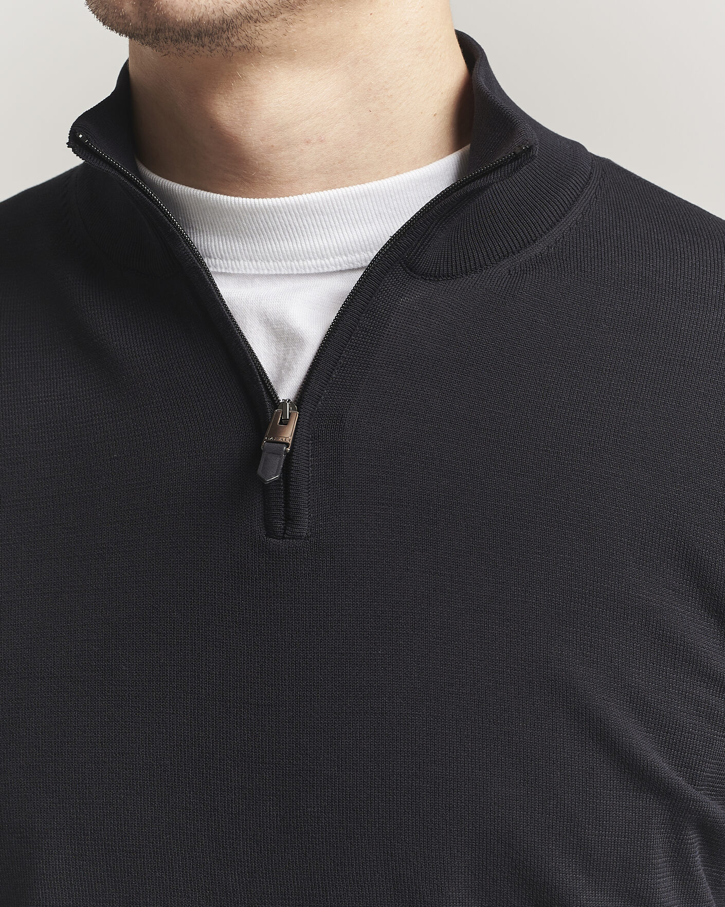 Heren | Truien | Canali | Cotton Half Zip Black